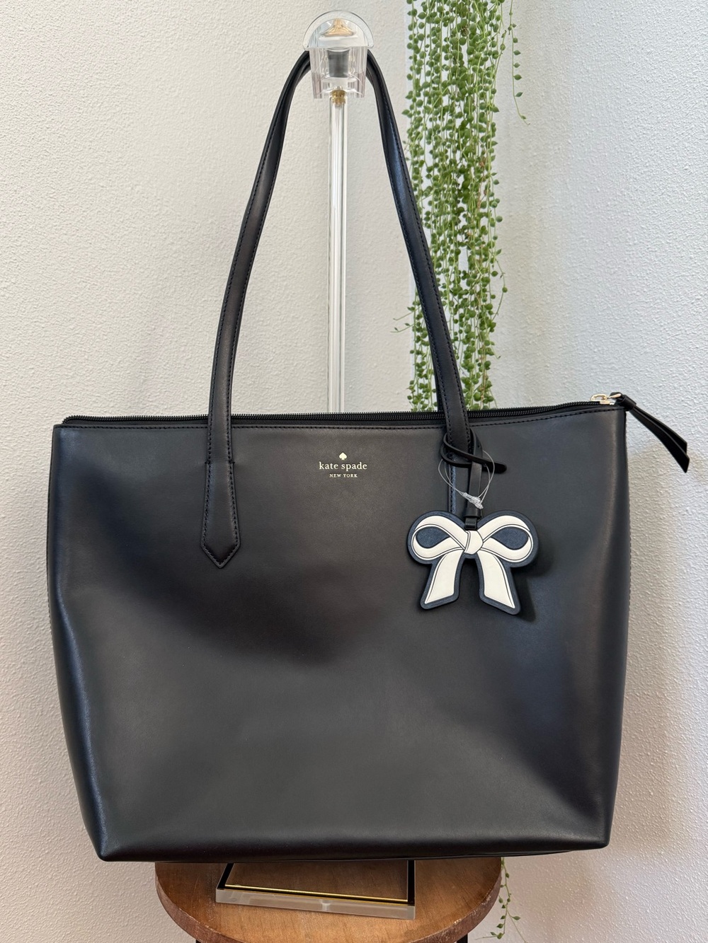 Kate Spade Black Cassy Tote with Bow Charm